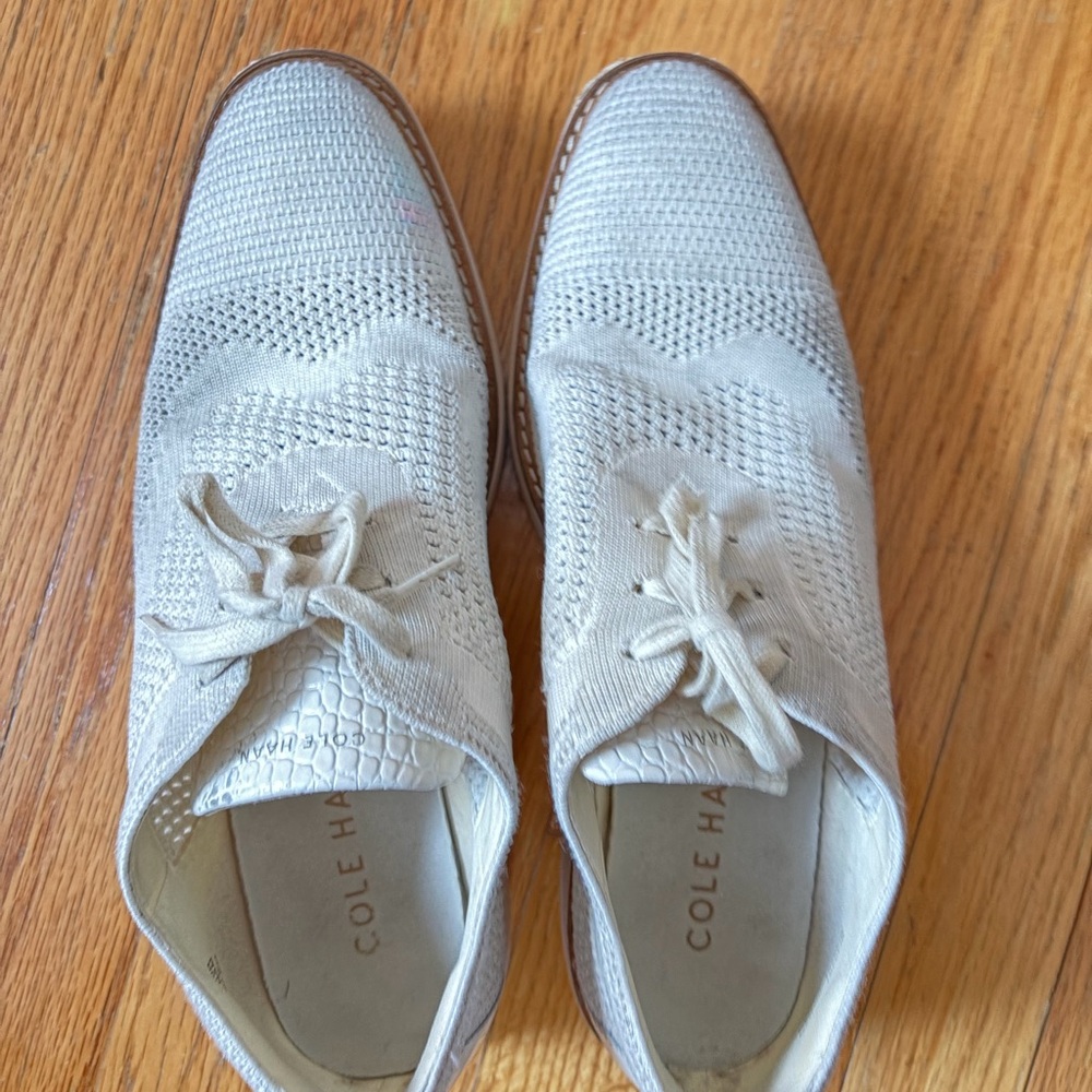 Cole Haan Light Beige Knit Oxfords